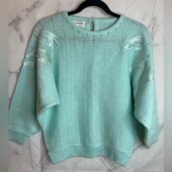 VTG 80s Margules Plus Beaded Chunky Knit Sweater - A38 - Picture 1 of 6